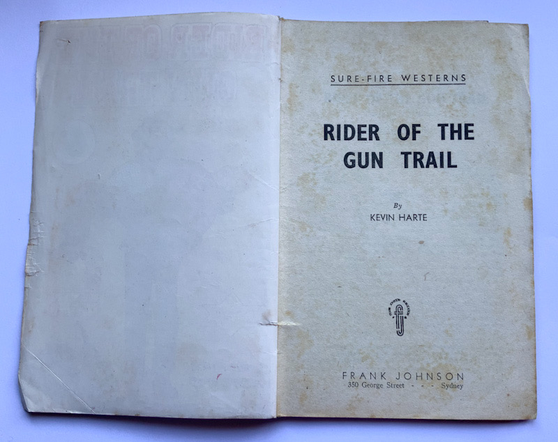 RIDER OF THE GUN TRAIL Australian pulp fiction Western book
